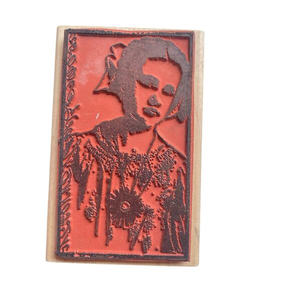 Paperbag Studios Emily rubber Stamp Girl Portrait Vintage Style Wood PBS-109H - Picture 7 of 7
